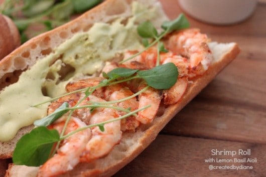 Srhimp Sandwich - Shrimp Roll with Lemon Basil Aioli from @createdbydiane