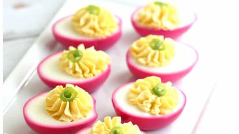 beet dyed deviled egg recipe and instructions for gorgeous and delicious deviled eggs @createdbydiane