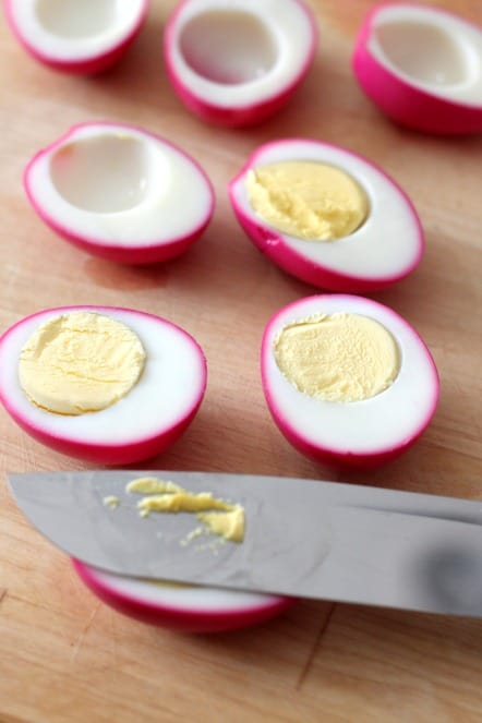 beet dyed hard boiled eggs