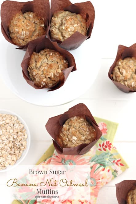 Brown Sugar Banana Nut Oatmeal Muffins @createdbydiane