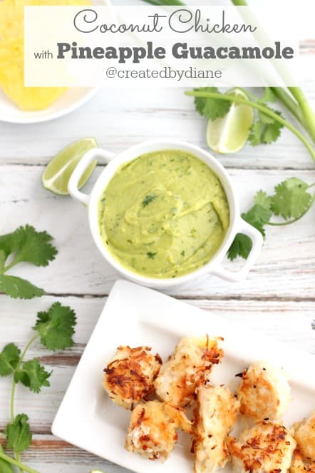 Coconut Chicken with pineapple guacamole recipe @createdbydiane