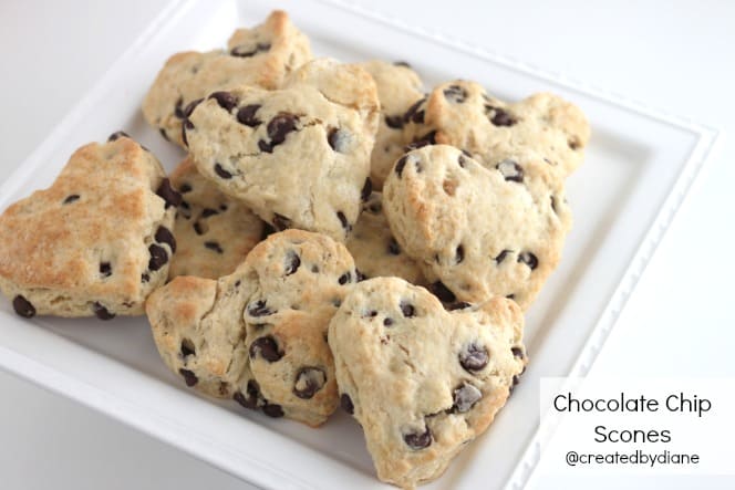 Heart Shaped Chocolate Chip Scones @createdbydiane