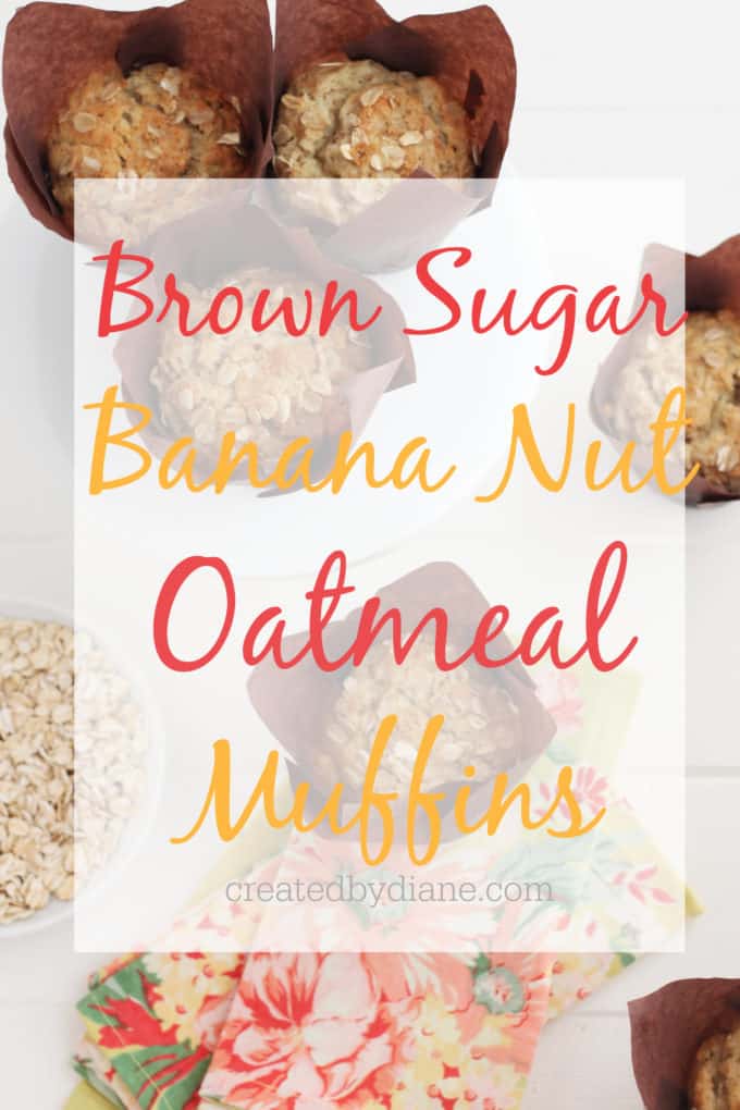 brown sugar banana nut oatmeal muffins createdbydiane.com