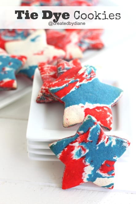Red White and Blue Tie Dye Cookies
