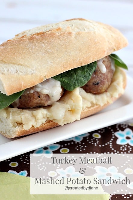 Turkey Meatball and Mashed Potato Sandwich @createdbydiane