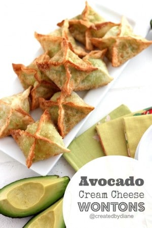 Avocado Cream Cheese Wonton Appetizer | Created by Diane