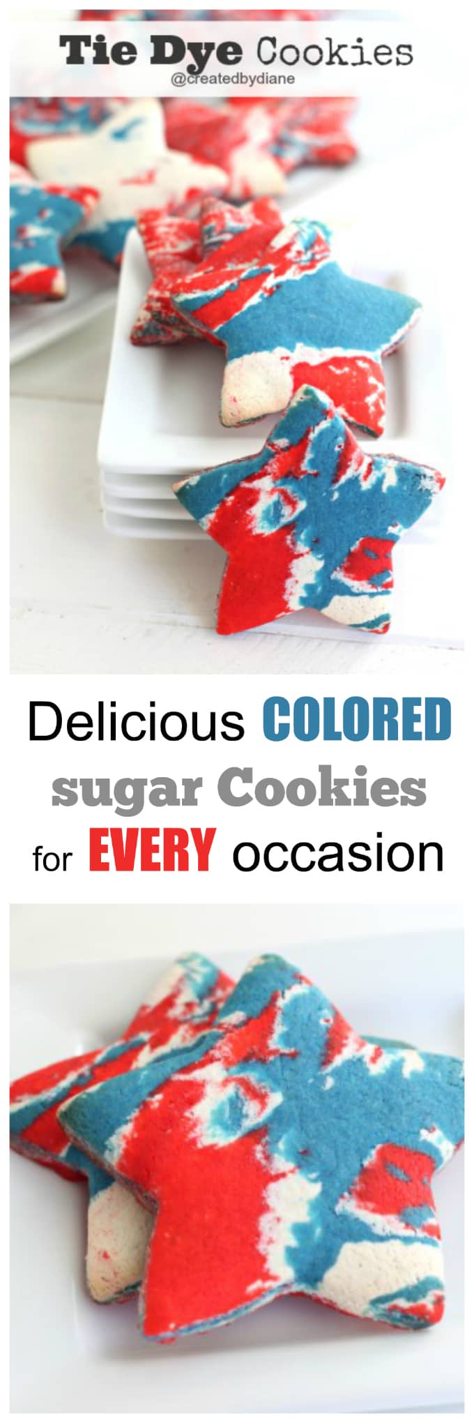 colored sugar cookie dough makes PRETTY tie dye cookies for holidays, parties and celebrating July4th