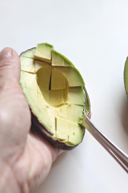 dicing an avocado