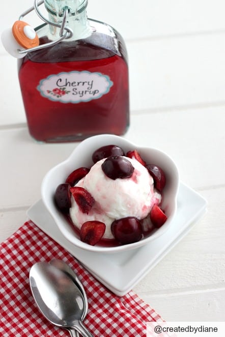 Cherry Syrup on frozen yogurt or ice cream @createdbydiane