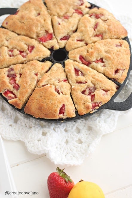 strawberry lemonade scones in cast iron scone pan @createdbydiane