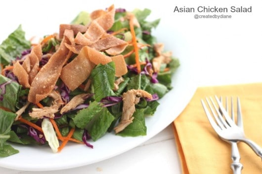 Asian Chicken Salad with Fried Wontons @createdydiane