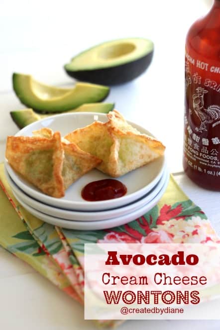 Avocado Cream Cheese Wontons Recipe #appetizer @createdbydiane