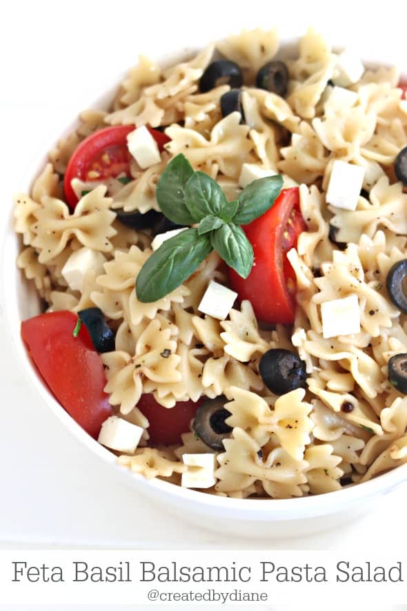 DELICIOUS summer recipe Feta Basil Balsamic Pasta Salad Recipe from @createdbydiane