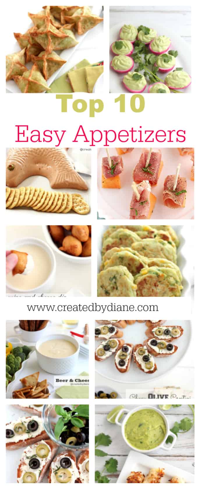 top 10 easy appetizers www.createdbydiane.com