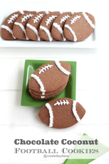 Chocolate Coconut Football Cookies from @createdbydiane #football #cookies #gameday #chocolate