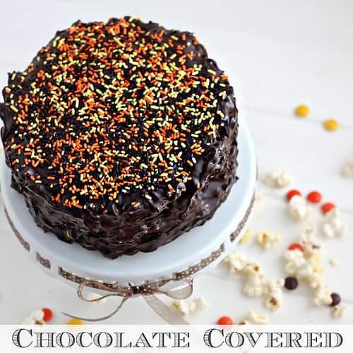 Chocolate Covered Peanut Butter Popcorn Cake Created by Diane