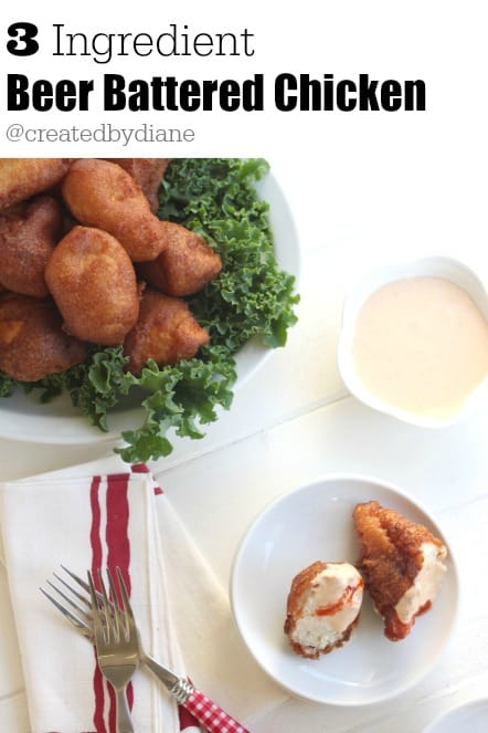 3 Ingredient EASY Beer Battered Chicken with Sriracha Aioli @createdbydiane