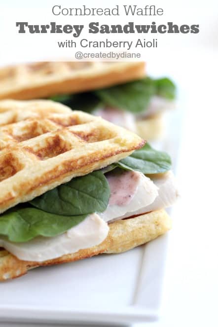 Cornbread Waffle Turkey Sandwiches with Cranberry Aioli