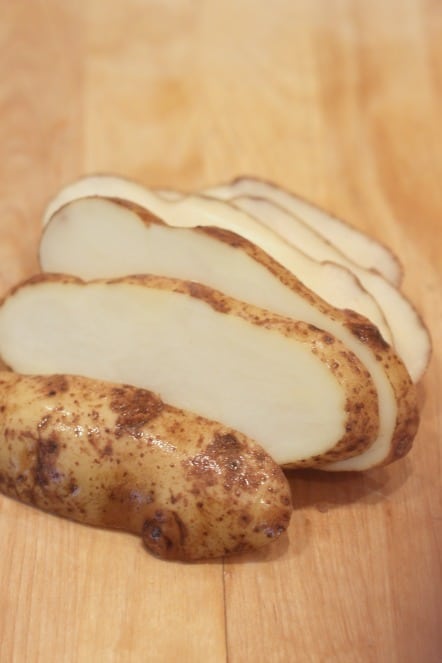 Cutting Idaho Baking Potatoes for French Fries