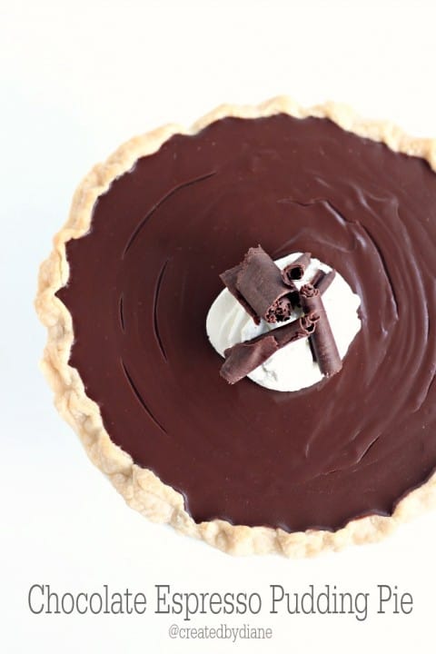 Homemade Chocolate Espresso Pudding Pie Recipe from @createdbydiane