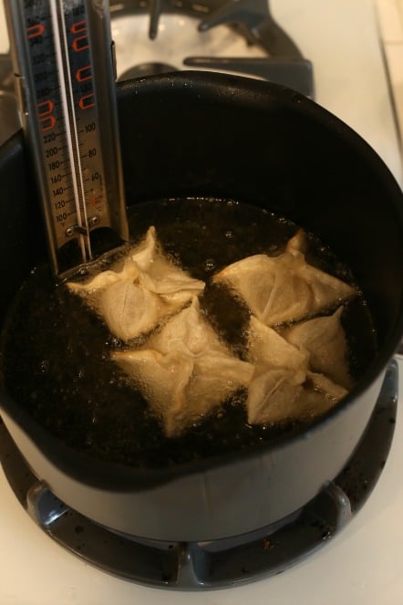 frying wontons