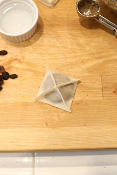 square wrapped wontons