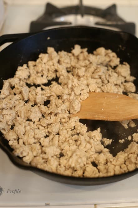 step 1, cook ground chicken