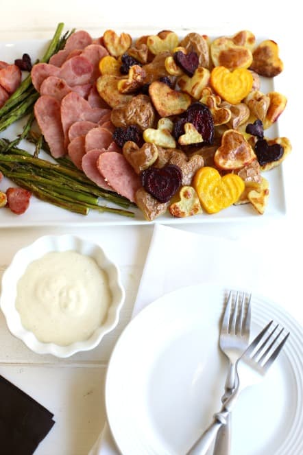 Roasted Potatoes and Ham with Caramelized Onion Dip from @createdbydiane