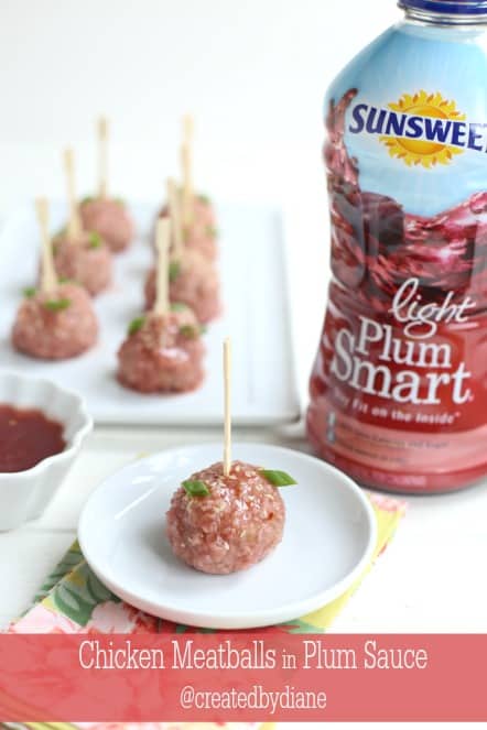 Chicken Meatballs in Plum Sauce #appetizer @createdbydiane