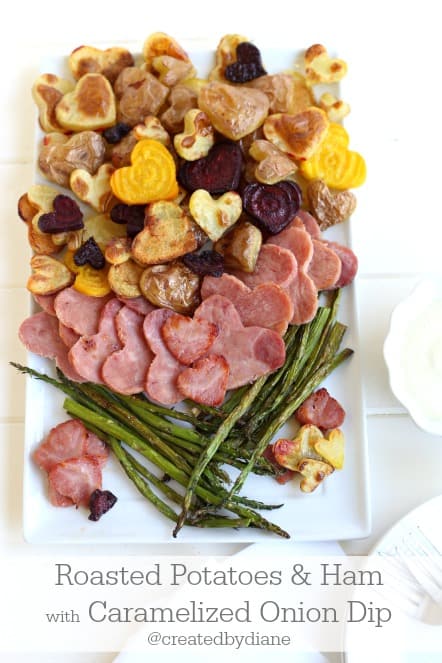 Roasted Potatoes and Ham with Caramelized Onion Dip from @createdbydiane
