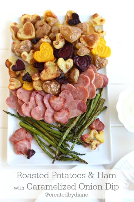 Roasted Potatoes and Ham with Caramelized Onion Dip