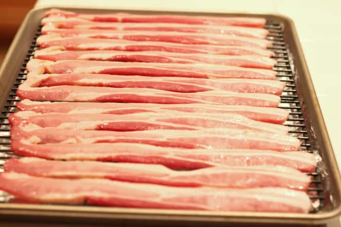 place bacon on a rack over a foil covered baking sheet for easier clean up