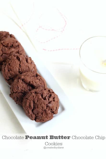 Delicious Chocolate Peanut Butter Chocolate Chip Cookies @createdbydiane