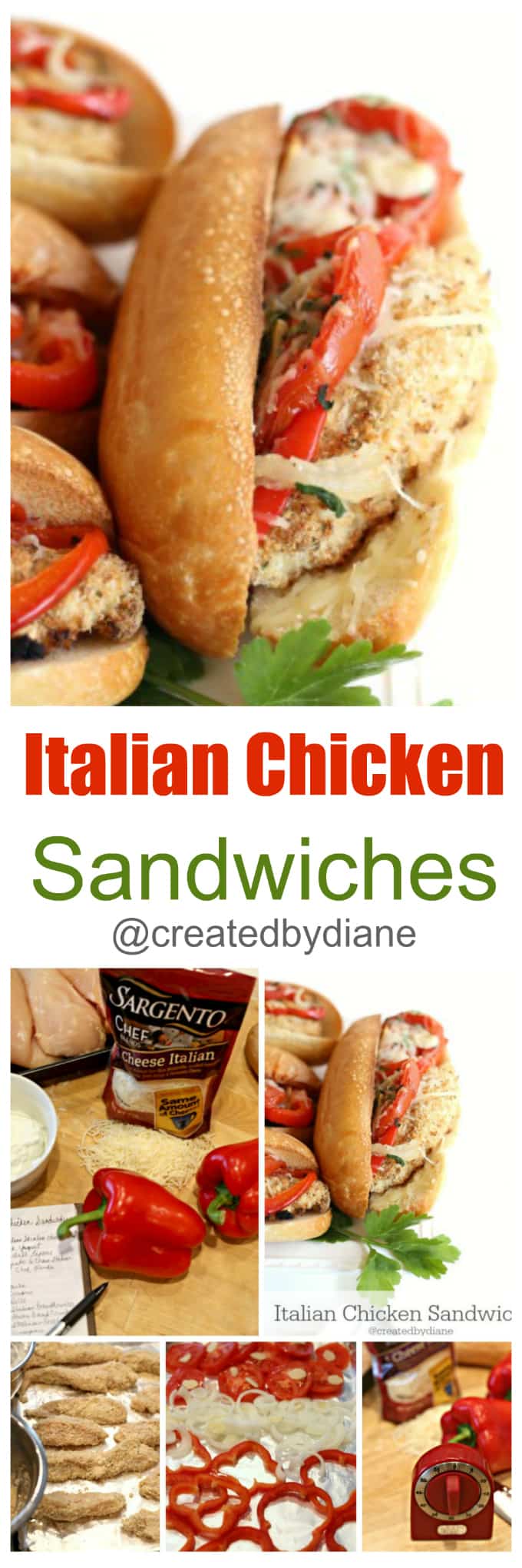 Italian Chicken Sandwiches baked on a sheet pan, easy dinner @createdbydiane