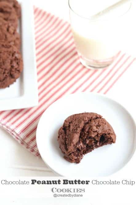 Chocolate PEANUT BUTTER Chocolate Chip cookie recipe @createdbydiane
