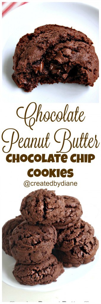 Chocolaty peanut butter chocolate chip cookies @createdbydiane