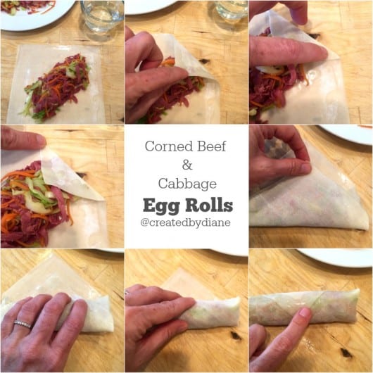 How to roll up Corned Beef and Cabbage Egg Rolls @createdbydiane