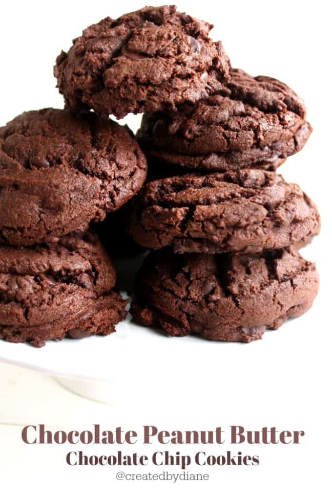 chocolate peanut butter chocolate chip cookies @createdbydiane
