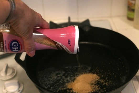 pouring brown sugar