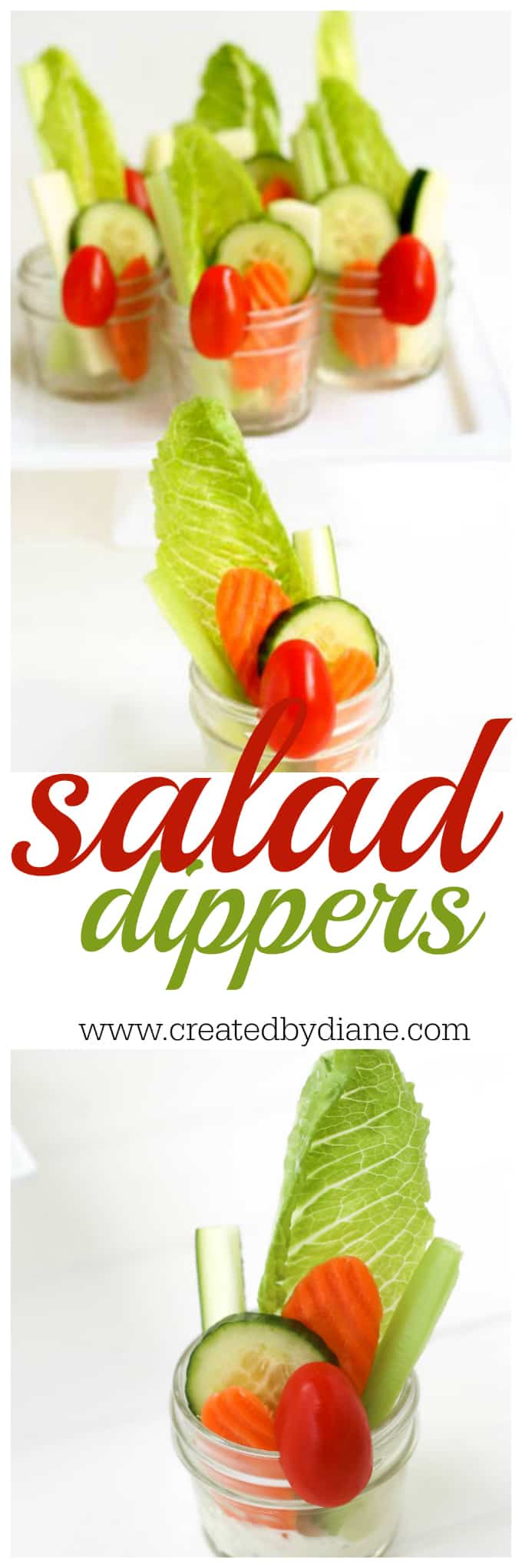 salad dippers , individual salad in a cup great for parties! www.createdbydiane.com