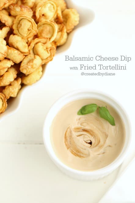 Balsamic Cheese Dip with Fried Tortellini @createdbydiane