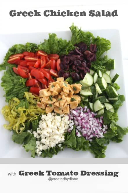 Greek Chicken Salad with Greek Tomato Dressing Recipe from @createdbydiane