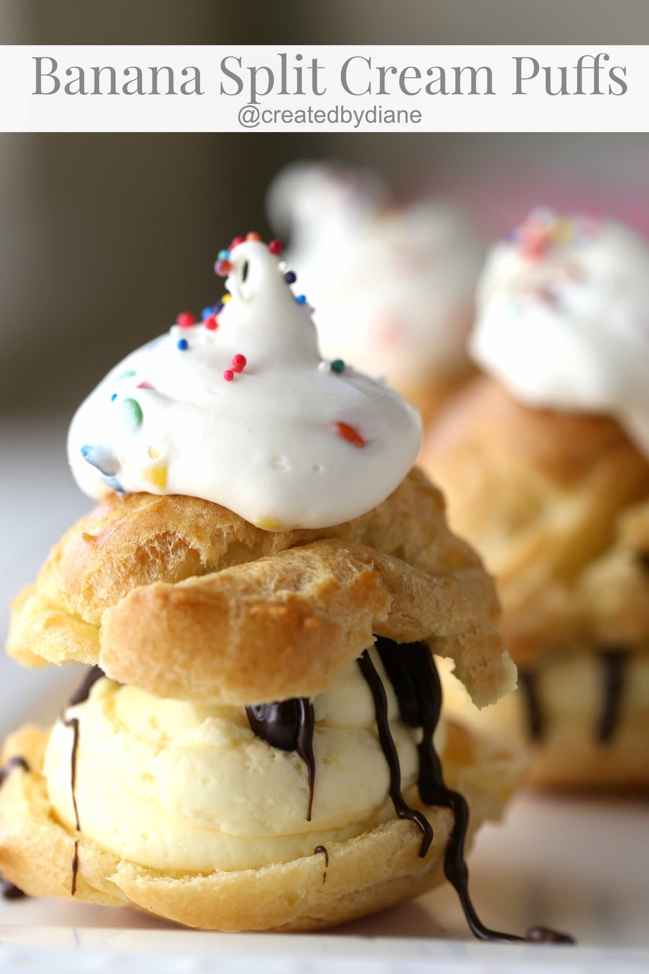 Banana Split Cream Puffs