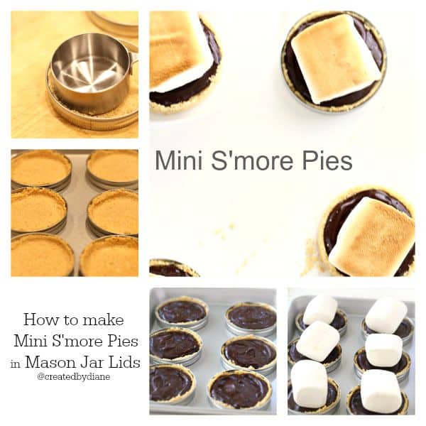 how to easily make mini s'more pies in mason jar lids @createdbydiane