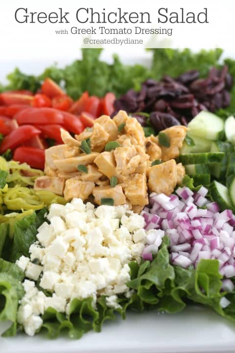 Greek Chicken Salad Recipe from @createdbydiane with Homemade Greek Dressing