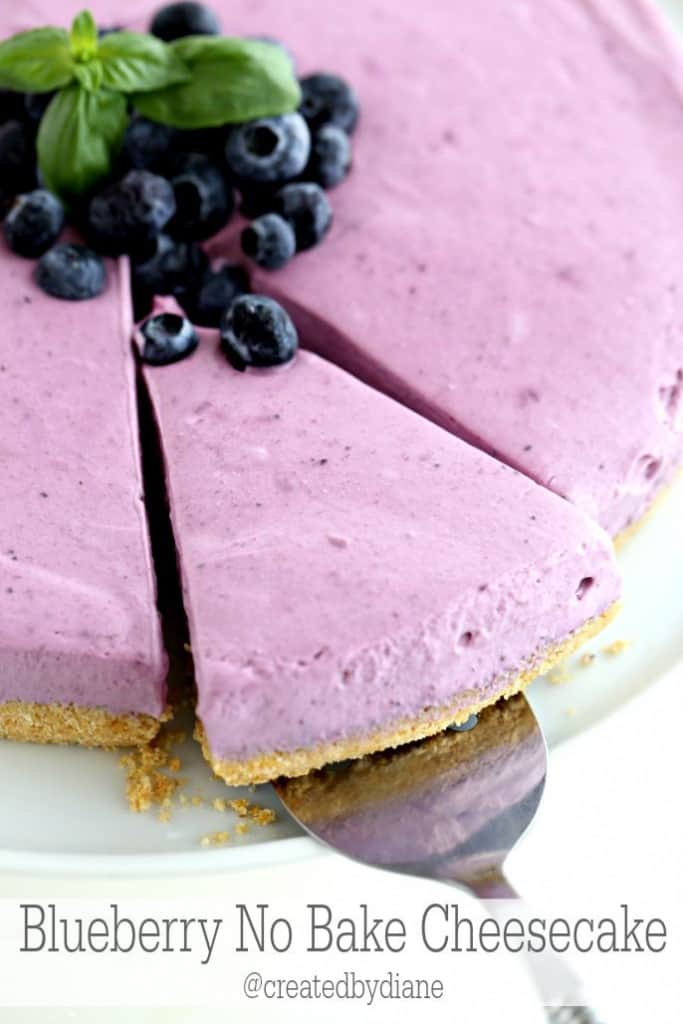 Blueberry No Bake Cheesecake with delicious ingredients and no cool whip or gelatin from @createdbydiane