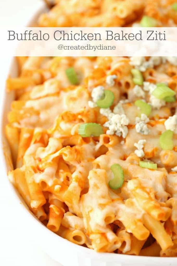 Buffalo Chicken Baked Ziti, this dish is PERFECT for the buffalo chicken lover! find the recipe @createdbydiane