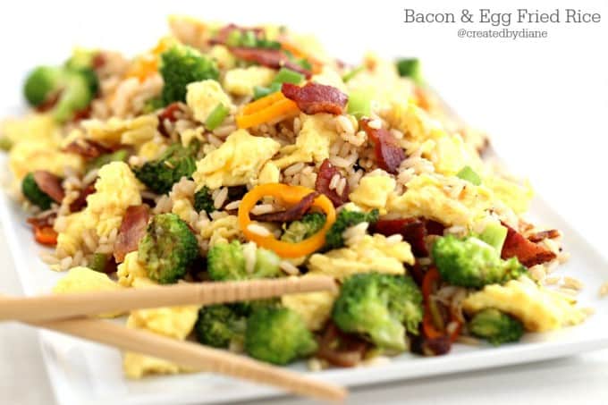 Bacon and Egg Fried Rice Recipe from @createdbydiane perfect for breakfast lunch or dinner!