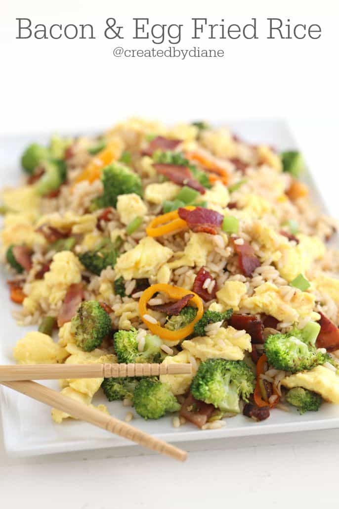 Delicious Bacon and Egg Fried Rice, perfect for breakfast or dinner from @createdbydiane