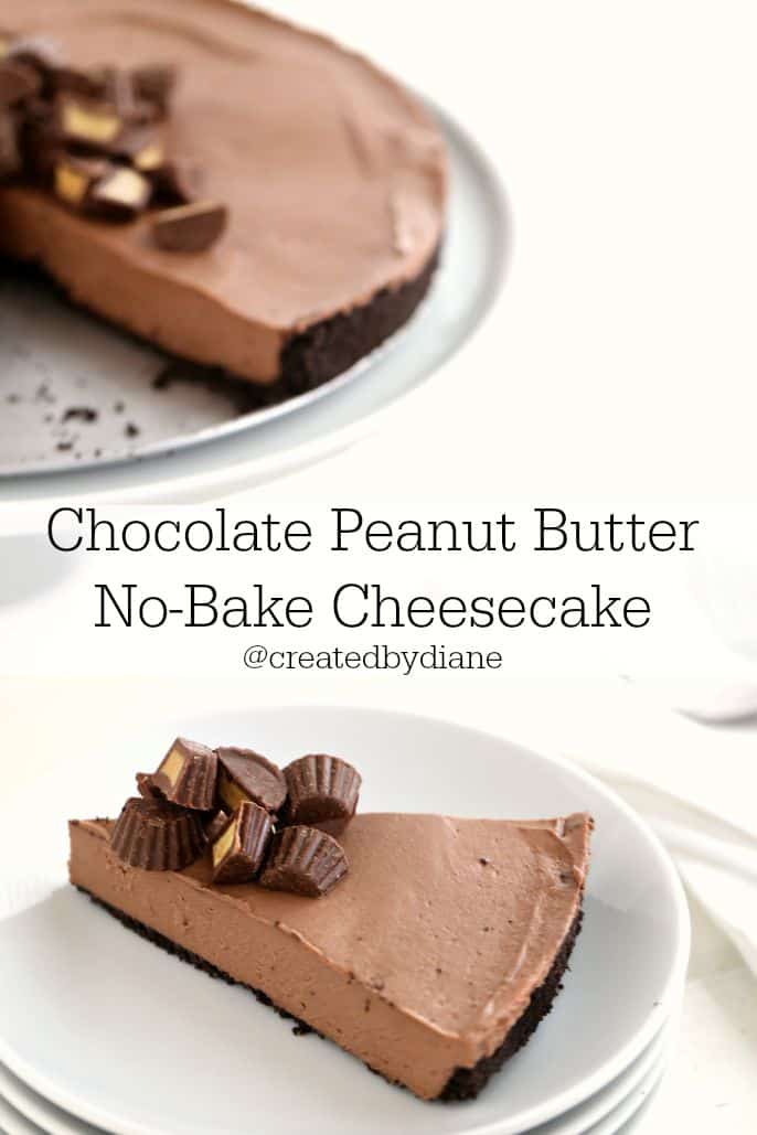 chocolate peanut butter no bake cheesecake recipe from @createdbydiane